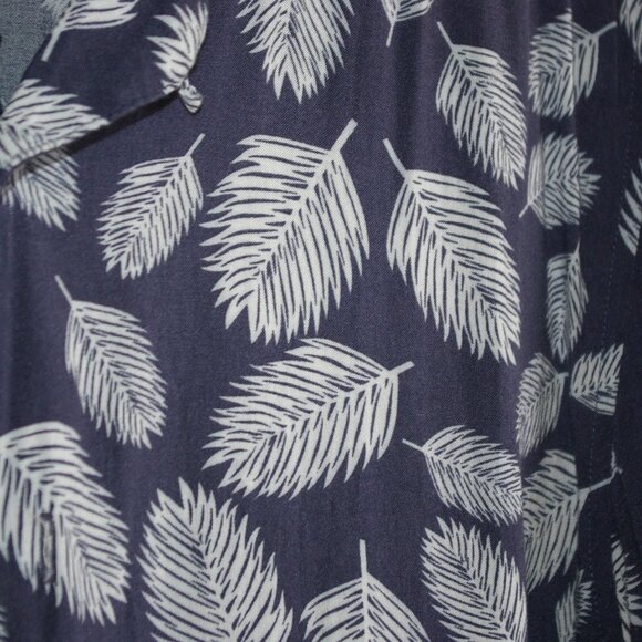 Nickel & Iron Blue and White Button Shirt with Palm Pattern - Picture 3 of 5